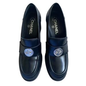 Chanel Shoes Pumps 10.5 EU 40.5 Black Block Heels 3" Dressy Career Made Italy